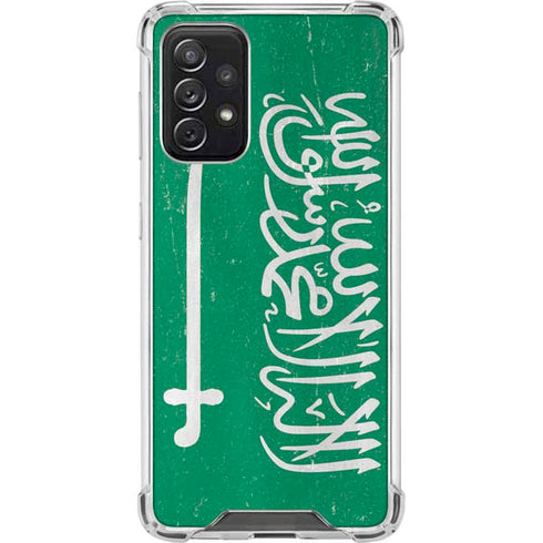 Saudi Arabia Flag Distressed Galaxy A72 5G Clear Case